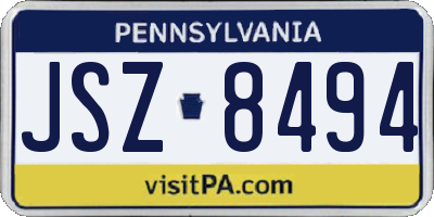 PA license plate JSZ8494