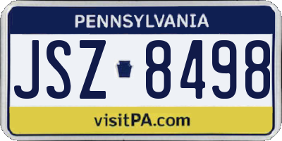 PA license plate JSZ8498