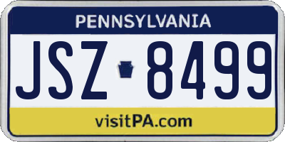 PA license plate JSZ8499