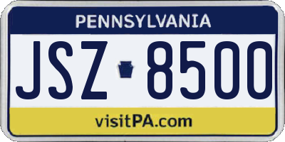 PA license plate JSZ8500