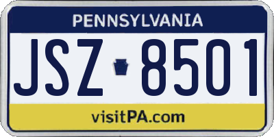 PA license plate JSZ8501
