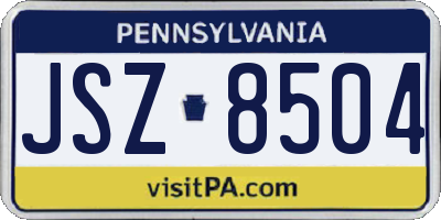 PA license plate JSZ8504
