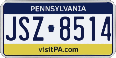 PA license plate JSZ8514