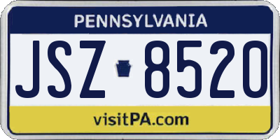 PA license plate JSZ8520