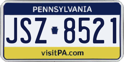 PA license plate JSZ8521