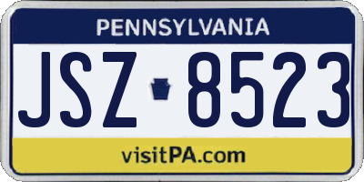 PA license plate JSZ8523