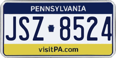PA license plate JSZ8524