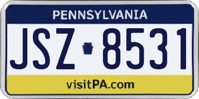 PA license plate JSZ8531