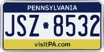 PA license plate JSZ8532