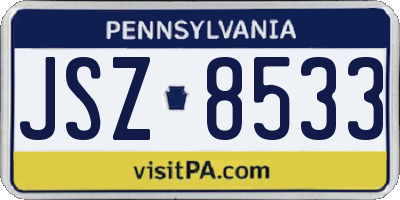 PA license plate JSZ8533