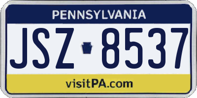 PA license plate JSZ8537