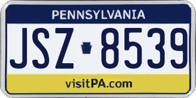 PA license plate JSZ8539