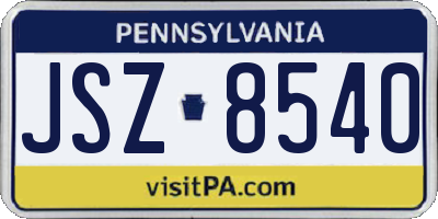 PA license plate JSZ8540