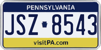 PA license plate JSZ8543