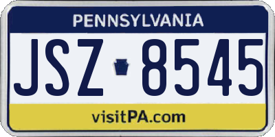 PA license plate JSZ8545
