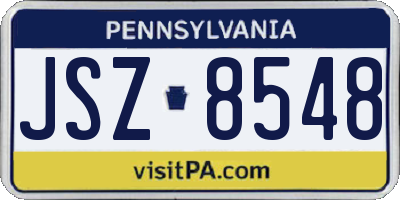 PA license plate JSZ8548