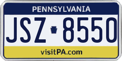 PA license plate JSZ8550