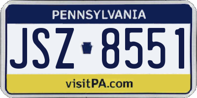 PA license plate JSZ8551