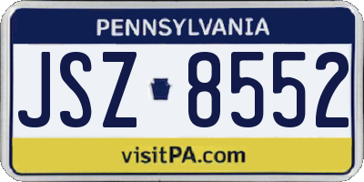 PA license plate JSZ8552