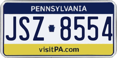 PA license plate JSZ8554
