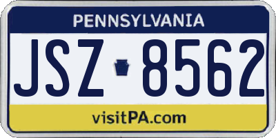 PA license plate JSZ8562