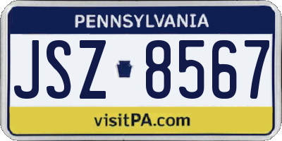 PA license plate JSZ8567