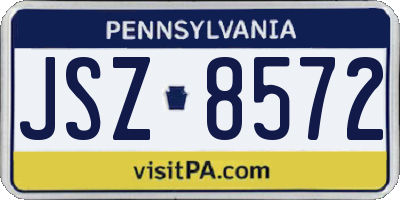 PA license plate JSZ8572