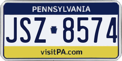 PA license plate JSZ8574