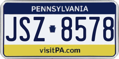 PA license plate JSZ8578