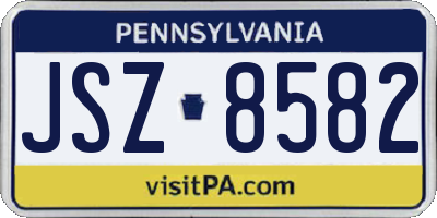 PA license plate JSZ8582
