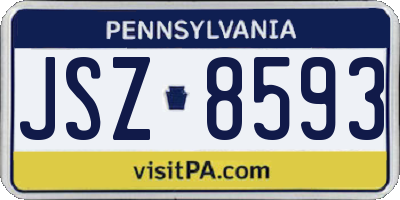 PA license plate JSZ8593