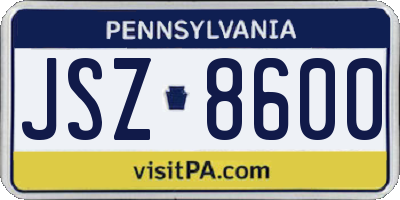 PA license plate JSZ8600