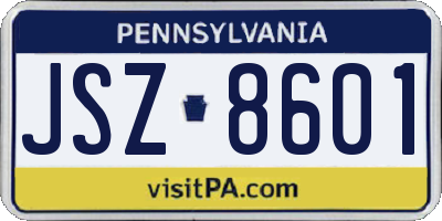 PA license plate JSZ8601