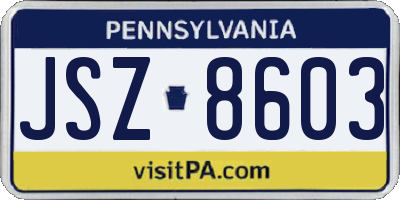 PA license plate JSZ8603