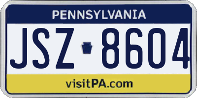 PA license plate JSZ8604