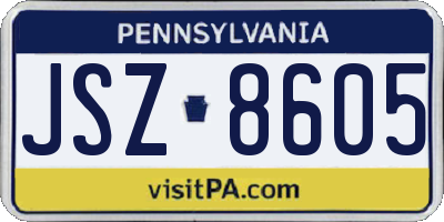 PA license plate JSZ8605