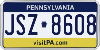 PA license plate JSZ8608
