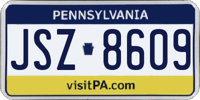 PA license plate JSZ8609