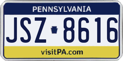 PA license plate JSZ8616