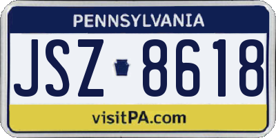 PA license plate JSZ8618