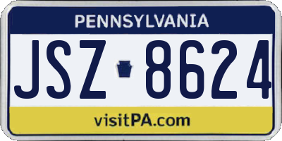 PA license plate JSZ8624
