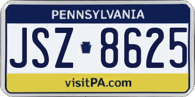 PA license plate JSZ8625