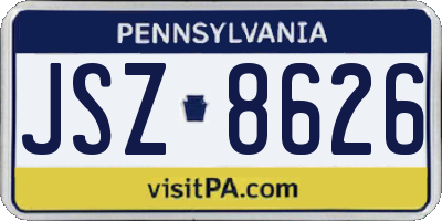 PA license plate JSZ8626