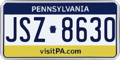 PA license plate JSZ8630