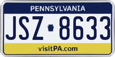 PA license plate JSZ8633