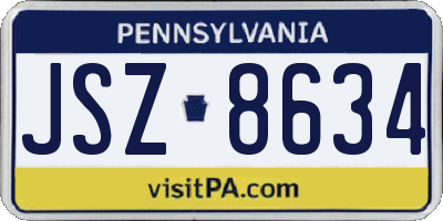 PA license plate JSZ8634