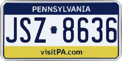 PA license plate JSZ8636