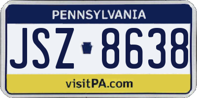 PA license plate JSZ8638