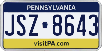 PA license plate JSZ8643