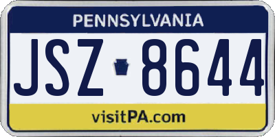PA license plate JSZ8644